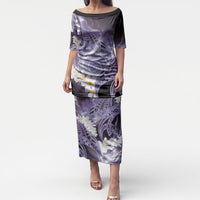 Piko Hawaiian Puletasi Purple Galaxy Spiral Plumeria Tribal Patterns DT05 Long Dress Purple - Polynesian Pride