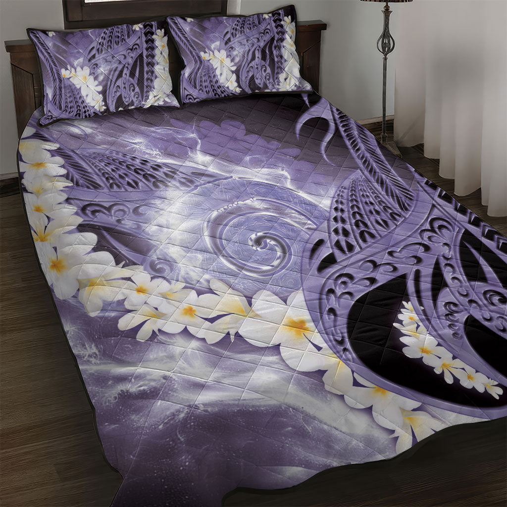 Piko Hawaiian Quilt Bed Set Purple Galaxy Spiral Plumeria Tribal Patterns DT05 Purple - Polynesian Pride