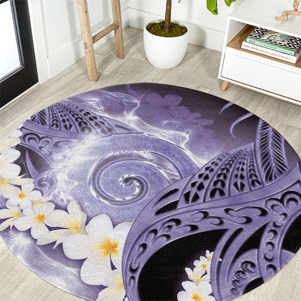 Piko Hawaiian Round Carpet Purple Galaxy Spiral Plumeria Tribal Patterns DT05 Purple - Polynesian Pride