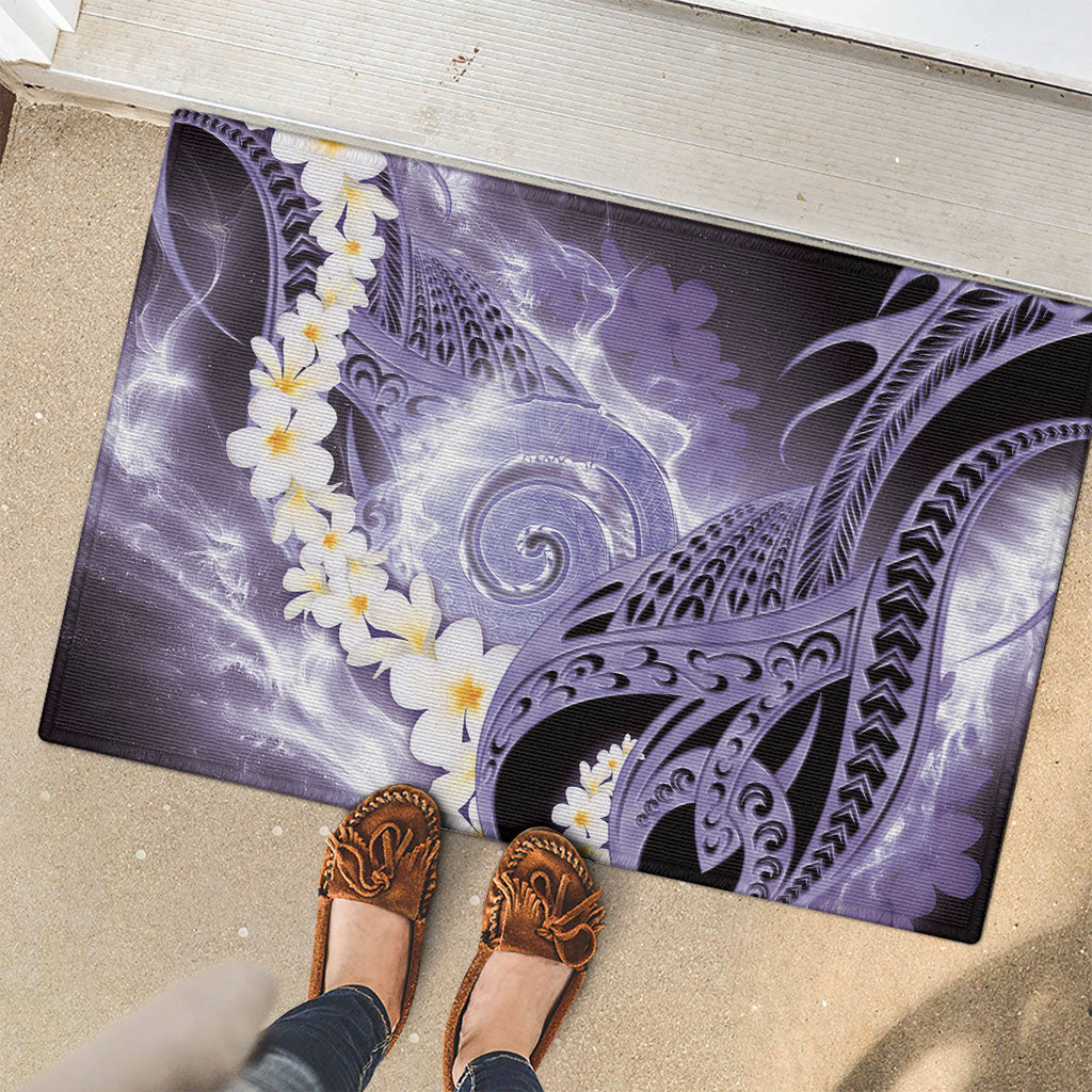 Piko Hawaiian Rubber Doormat Purple Galaxy Spiral Plumeria Tribal Patterns DT05 - Polynesian Pride