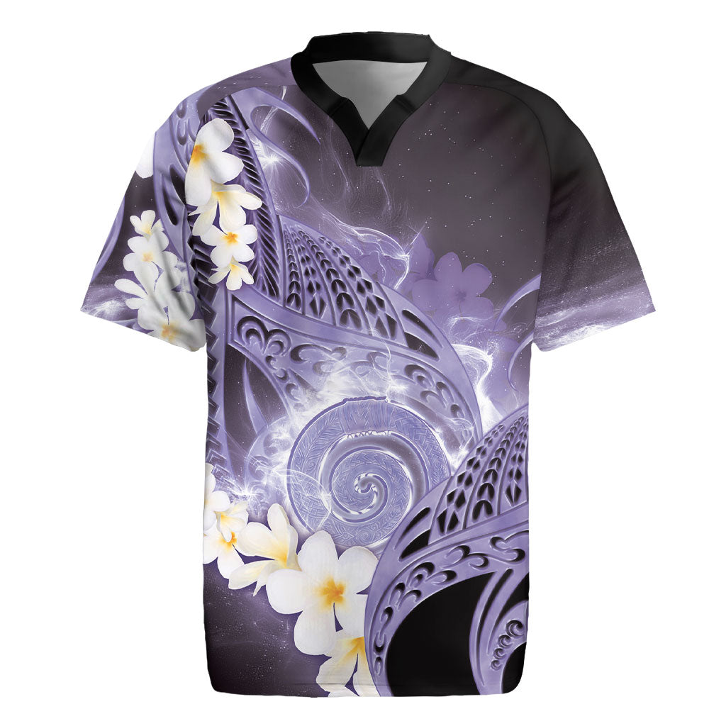 Piko Hawaiian Rugby Jersey Purple Galaxy Spiral Plumeria Tribal Patterns DT05 Purple - Polynesian Pride
