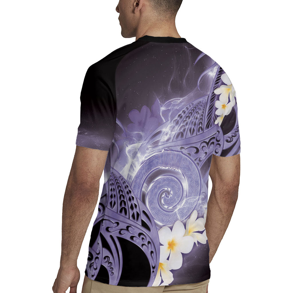 Piko Hawaiian Rugby Jersey Purple Galaxy Spiral Plumeria Tribal Patterns DT05 - Polynesian Pride