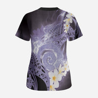 Piko Hawaiian Scrub Top Purple Galaxy Spiral Plumeria Tribal Patterns DT05 - Polynesian Pride