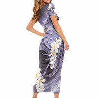 Piko Hawaiian Short Sleeve Bodycon Dress Purple Galaxy Spiral Plumeria Tribal Patterns DT05 - Polynesian Pride