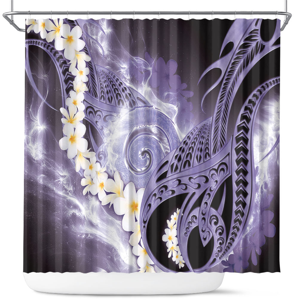 Piko Hawaiian Shower Curtain Purple Galaxy Spiral Plumeria Tribal Patterns DT05 Purple - Polynesian Pride