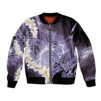 Piko Hawaiian Sleeve Zip Bomber Jacket Purple Galaxy Spiral Plumeria Tribal Patterns DT05 Unisex Purple - Polynesian Pride