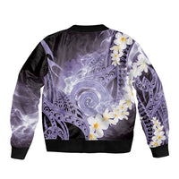 Piko Hawaiian Sleeve Zip Bomber Jacket Purple Galaxy Spiral Plumeria Tribal Patterns DT05 - Polynesian Pride