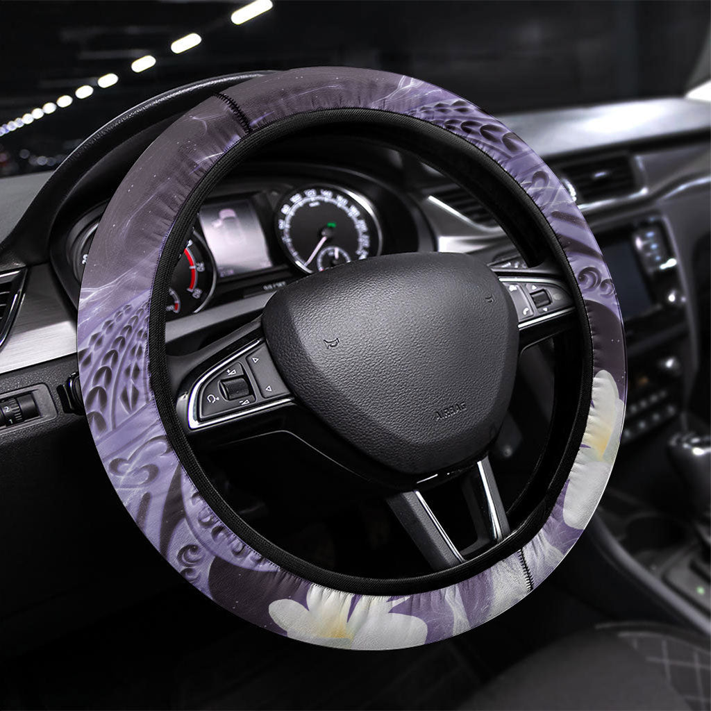Piko Hawaiian Steering Wheel Cover Purple Galaxy Spiral Plumeria Tribal Patterns DT05 Universal Fit Purple - Polynesian Pride