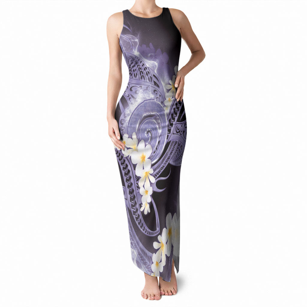 Piko Hawaiian Tank Maxi Dress Purple Galaxy Spiral Plumeria Tribal Patterns DT05 Women Purple - Polynesian Pride