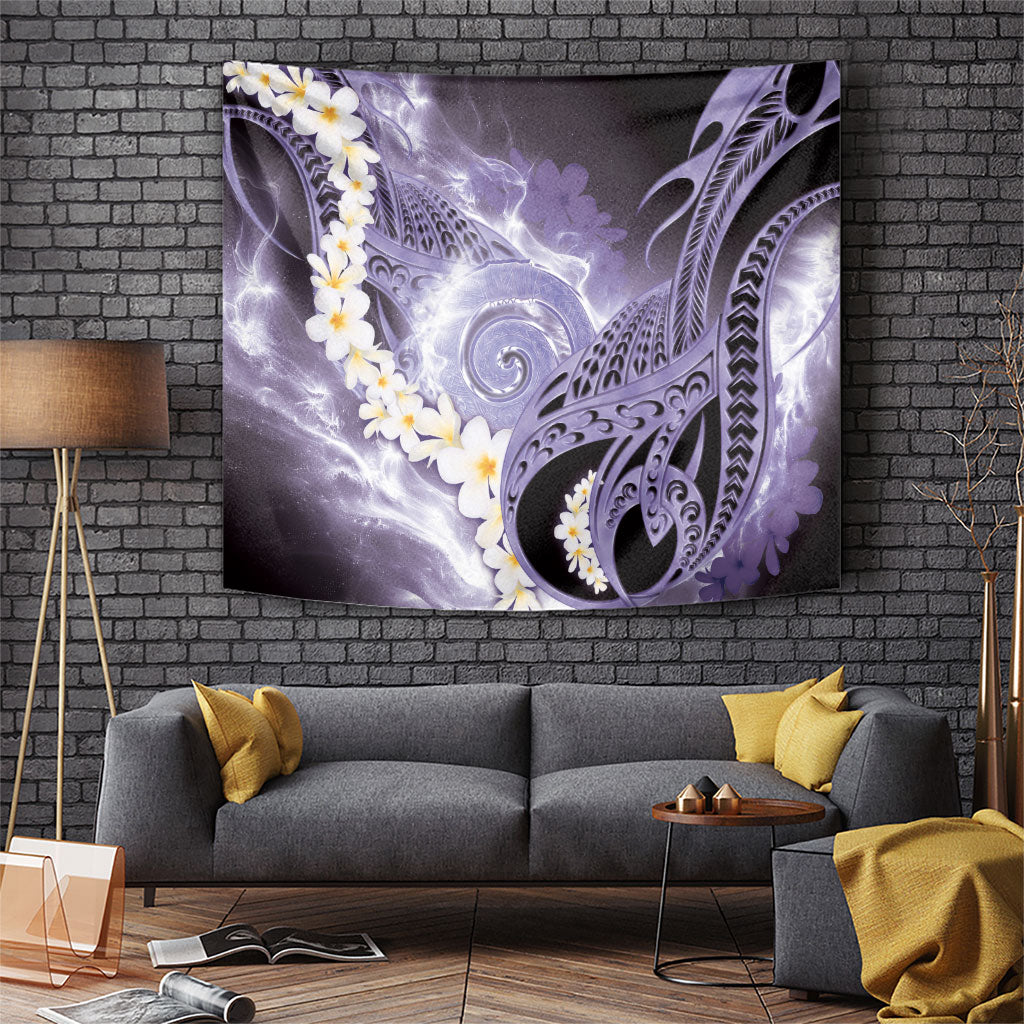 Piko Hawaiian Tapestry Purple Galaxy Spiral Plumeria Tribal Patterns DT05 Purple - Polynesian Pride