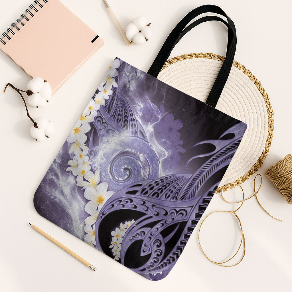 Piko Hawaiian Tote Bag Purple Galaxy Spiral Plumeria Tribal Patterns DT05 Black Strap One Size Purple - Polynesian Pride