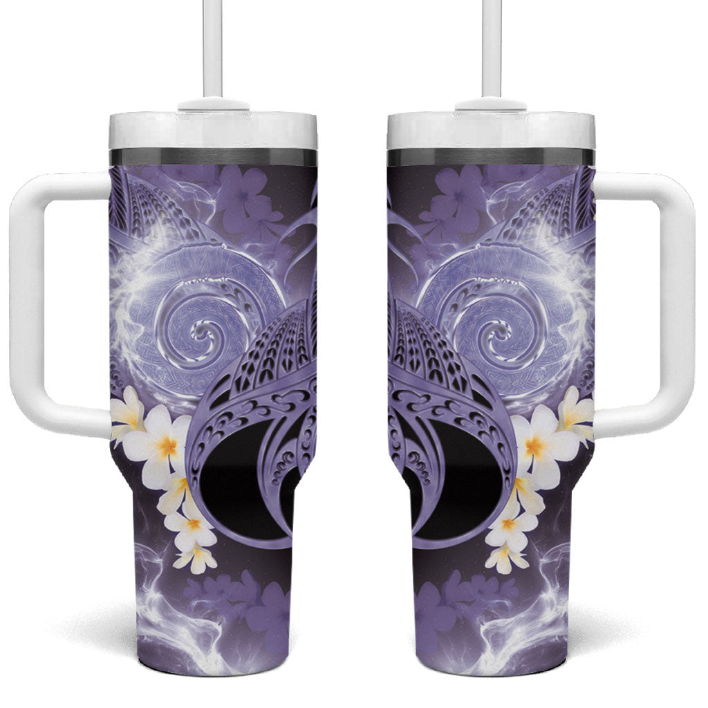 Piko Hawaiian Tumbler With Handle Purple Galaxy Spiral Plumeria Tribal Patterns DT05 One Size: 40 oz Purple - Polynesian Pride