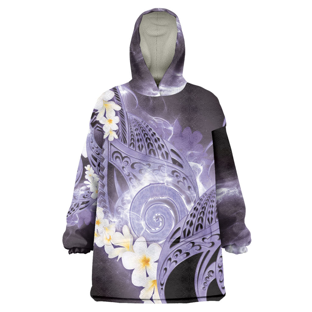 Piko Hawaiian Wearable Blanket Hoodie Purple Galaxy Spiral Plumeria Tribal Patterns DT05 One Size Purple - Polynesian Pride
