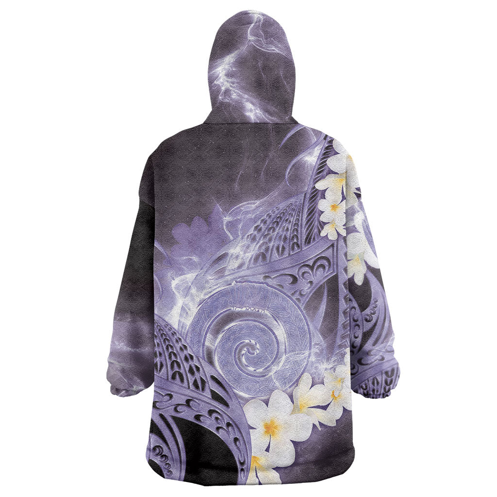 Piko Hawaiian Wearable Blanket Hoodie Purple Galaxy Spiral Plumeria Tribal Patterns DT05 - Polynesian Pride