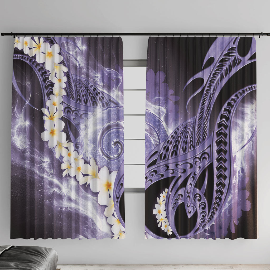 Piko Hawaiian Window Curtain Purple Galaxy Spiral Plumeria Tribal Patterns DT05 With Hooks Purple - Polynesian Pride