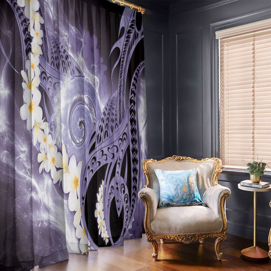 Piko Hawaiian Window Curtain Purple Galaxy Spiral Plumeria Tribal Patterns DT05 - Polynesian Pride