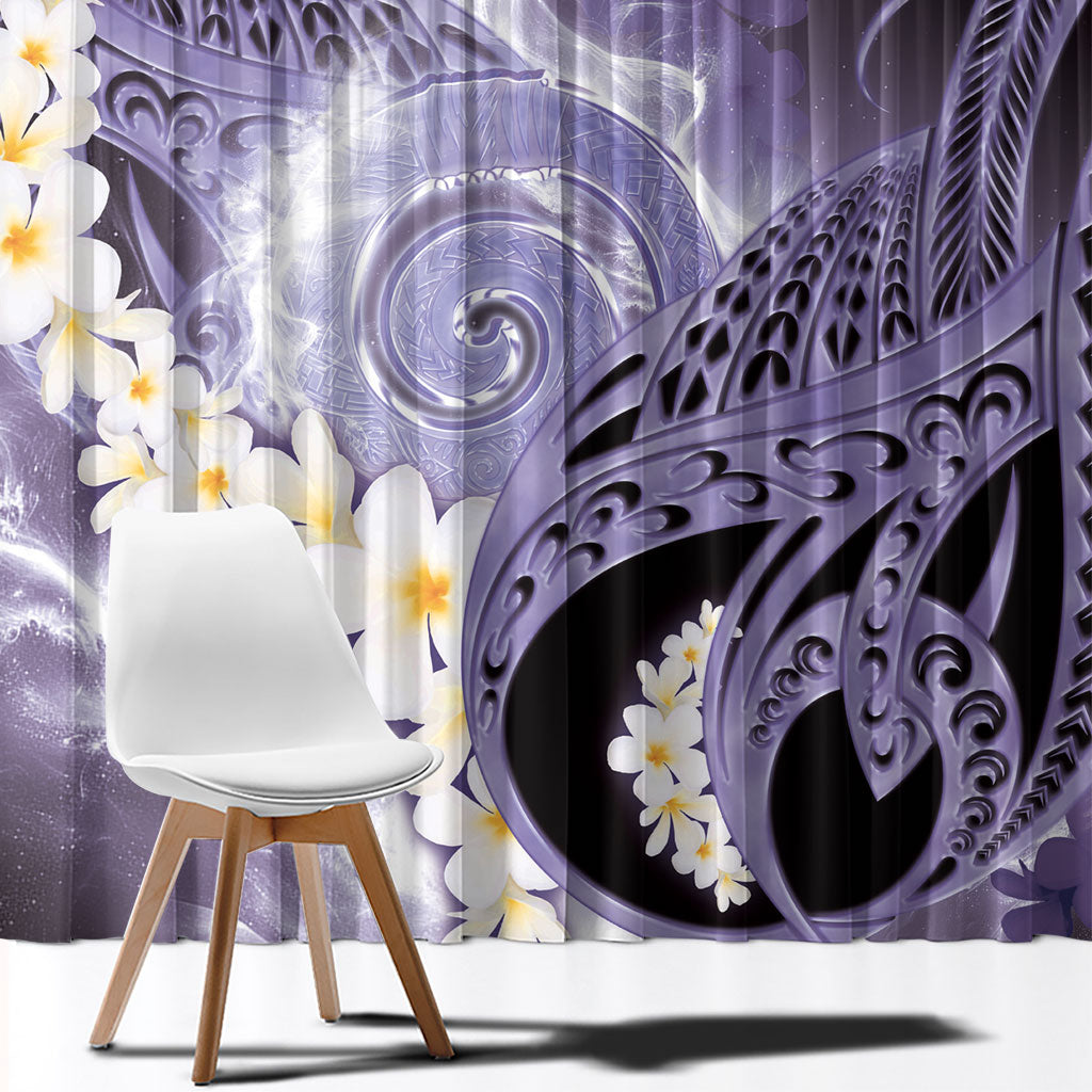 Piko Hawaiian Window Curtain Purple Galaxy Spiral Plumeria Tribal Patterns DT05 - Polynesian Pride