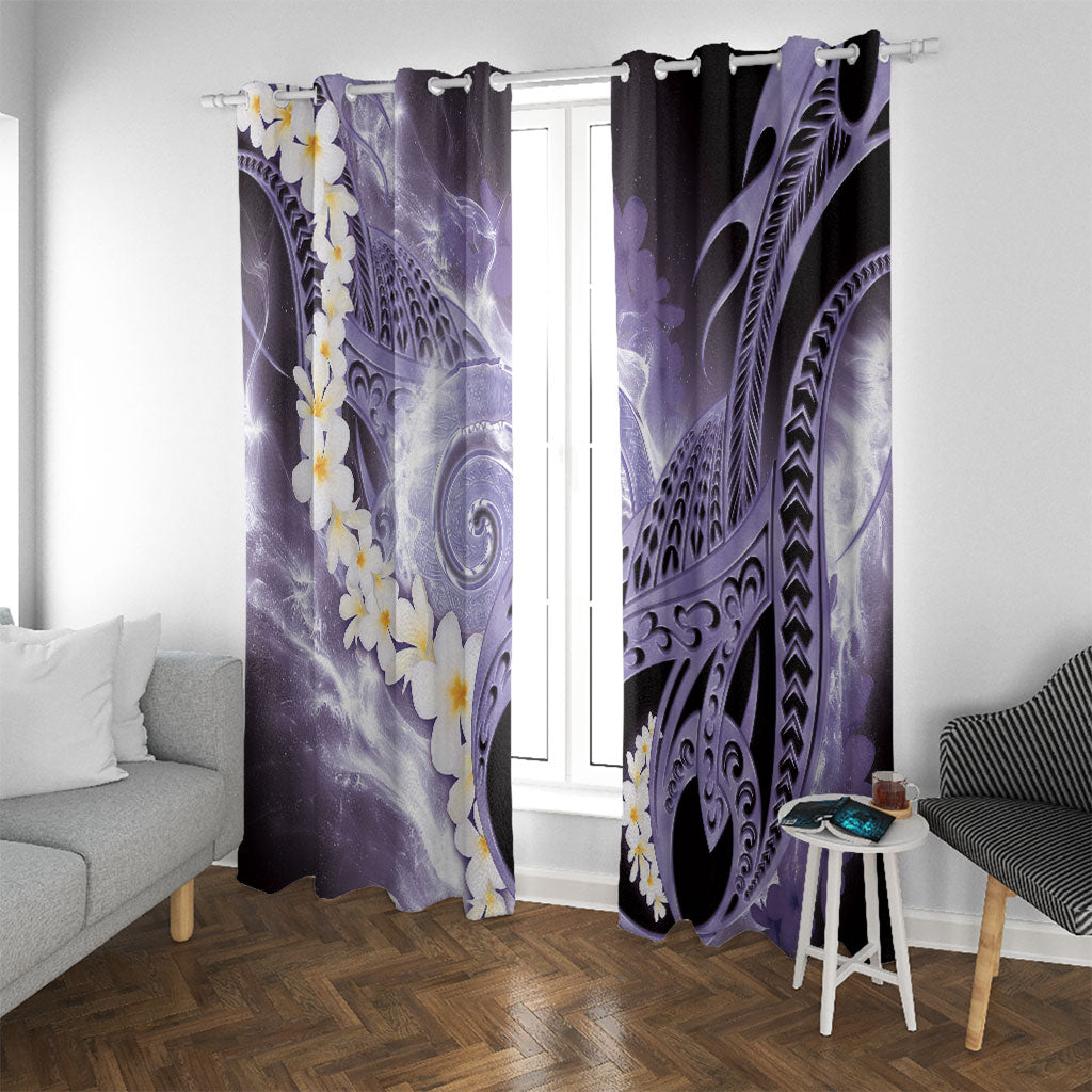 Piko Hawaiian Window Curtain Purple Galaxy Spiral Plumeria Tribal Patterns DT05 With Grommets Purple - Polynesian Pride