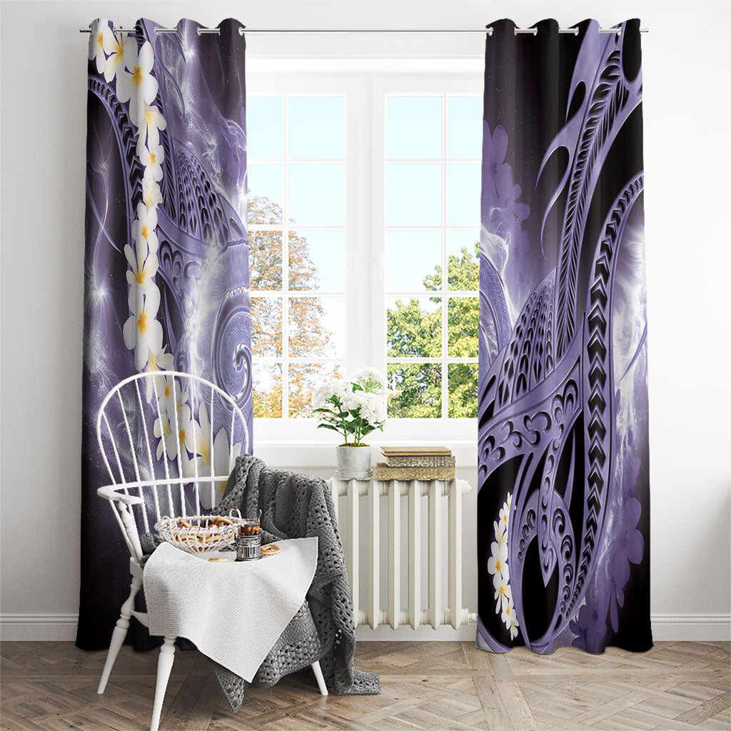Piko Hawaiian Window Curtain Purple Galaxy Spiral Plumeria Tribal Patterns DT05 - Polynesian Pride
