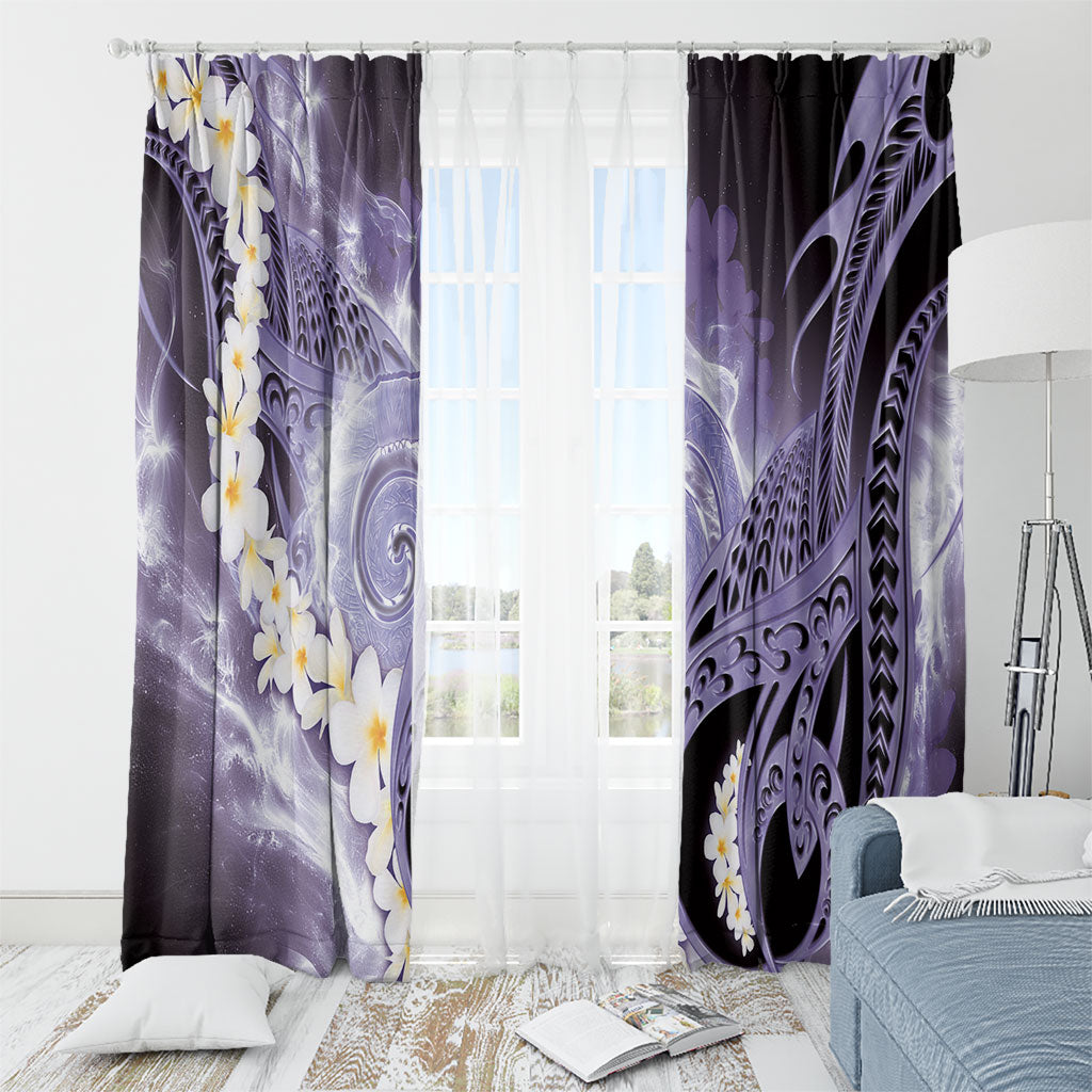 Piko Hawaiian Window Curtain Purple Galaxy Spiral Plumeria Tribal Patterns DT05 - Polynesian Pride