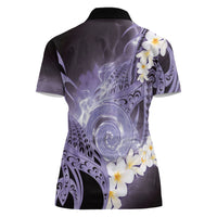 Piko Hawaiian Women Polo Shirt Purple Galaxy Spiral Plumeria Tribal Patterns DT05 - Polynesian Pride