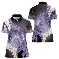 Piko Hawaiian Women Polo Shirt Purple Galaxy Spiral Plumeria Tribal Patterns DT05 - Polynesian Pride