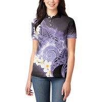 Piko Hawaiian Women Polo Shirt Purple Galaxy Spiral Plumeria Tribal Patterns DT05 - Polynesian Pride