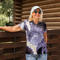 Piko Hawaiian Women Polo Shirt Purple Galaxy Spiral Plumeria Tribal Patterns DT05 - Polynesian Pride