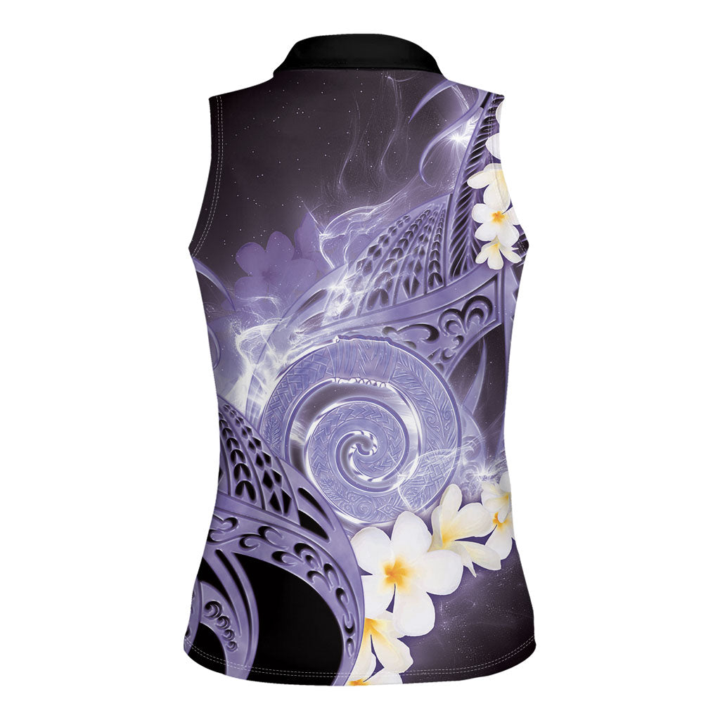 Piko Hawaiian Women Sleeveless Polo Shirt Purple Galaxy Spiral Plumeria Tribal Patterns DT05 - Polynesian Pride