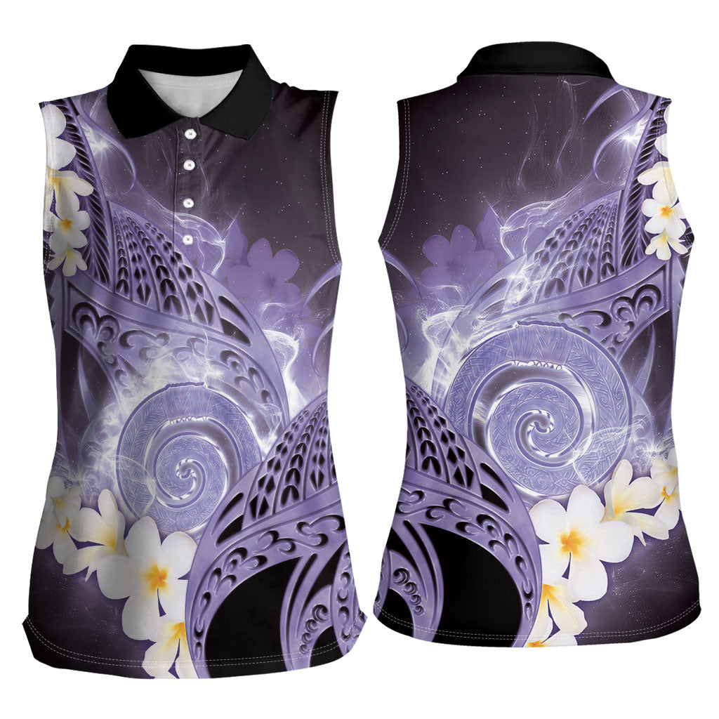 Piko Hawaiian Women Sleeveless Polo Shirt Purple Galaxy Spiral Plumeria Tribal Patterns DT05 - Polynesian Pride