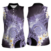 Piko Hawaiian Women Sleeveless Polo Shirt Purple Galaxy Spiral Plumeria Tribal Patterns DT05 - Polynesian Pride