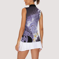Piko Hawaiian Women Sleeveless Polo Shirt Purple Galaxy Spiral Plumeria Tribal Patterns DT05 - Polynesian Pride