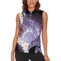 Piko Hawaiian Women Sleeveless Polo Shirt Purple Galaxy Spiral Plumeria Tribal Patterns DT05 - Polynesian Pride