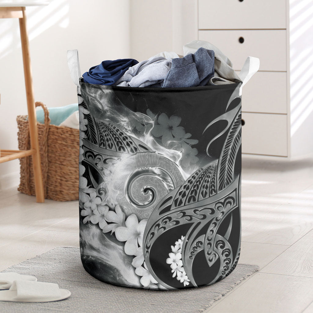 Piko Hawaiian Laundry Basket Monochrome Galaxy Spiral Plumeria Tribal Patterns DT05 Black - Polynesian Pride