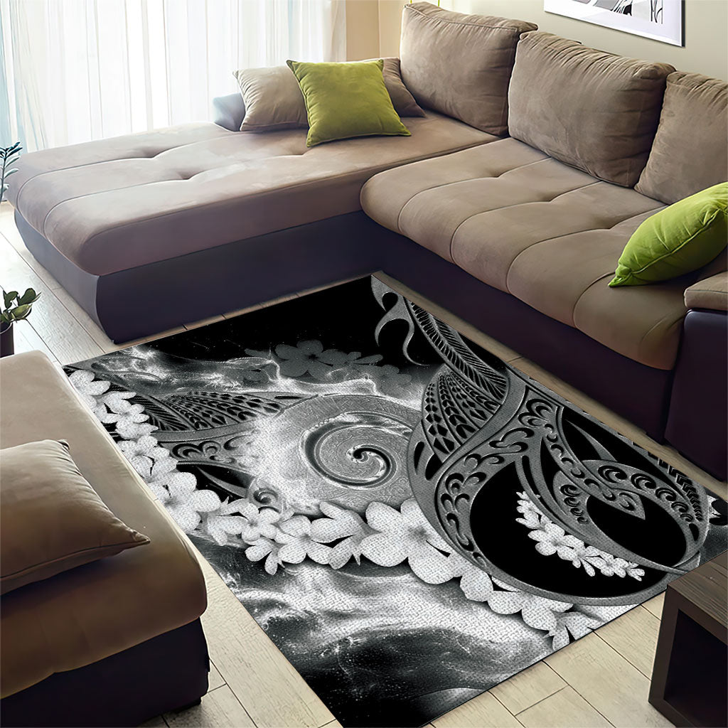 Piko Hawaiian Area Rug Monochrome Galaxy Spiral Plumeria Tribal Patterns DT05 - Polynesian Pride