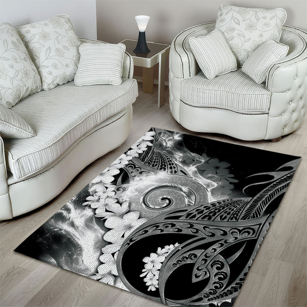 Piko Hawaiian Area Rug Monochrome Galaxy Spiral Plumeria Tribal Patterns DT05 - Polynesian Pride