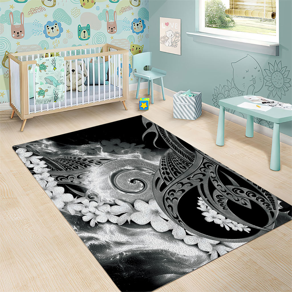 Piko Hawaiian Area Rug Monochrome Galaxy Spiral Plumeria Tribal Patterns DT05 - Polynesian Pride