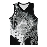 Piko Hawaiian Basketball Jersey Monochrome Galaxy Spiral Plumeria Tribal Patterns DT05 Unisex Black - Polynesian Pride