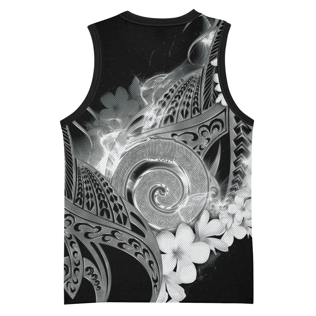 Piko Hawaiian Basketball Jersey Monochrome Galaxy Spiral Plumeria Tribal Patterns DT05 - Polynesian Pride