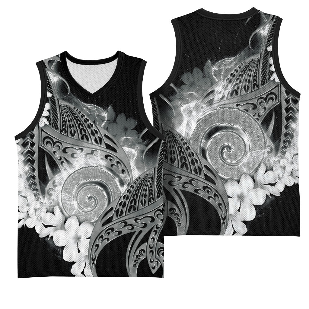 Piko Hawaiian Basketball Jersey Monochrome Galaxy Spiral Plumeria Tribal Patterns DT05 - Polynesian Pride