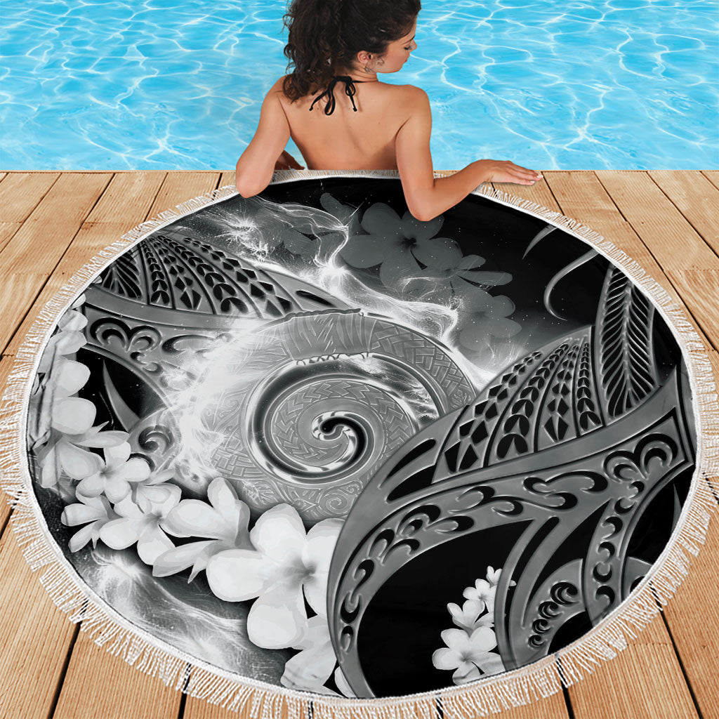 Piko Hawaiian Beach Blanket Monochrome Galaxy Spiral Plumeria Tribal Patterns DT05 - Polynesian Pride