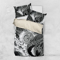 Piko Hawaiian Bedding Set Monochrome Galaxy Spiral Plumeria Tribal Patterns DT05 US Twin 172cm x 218cm Black - Polynesian Pride