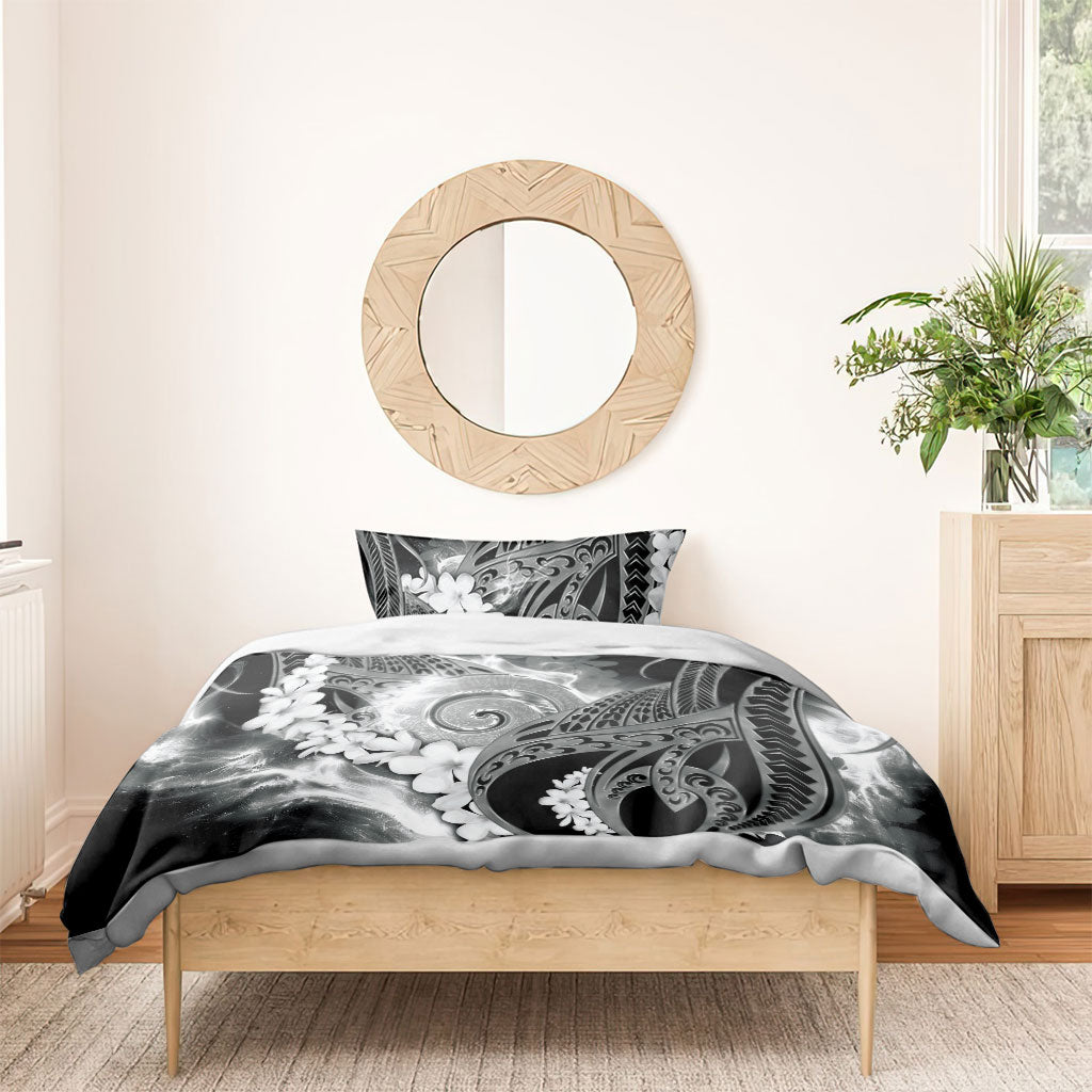 Piko Hawaiian Bedding Set Monochrome Galaxy Spiral Plumeria Tribal Patterns DT05 - Polynesian Pride