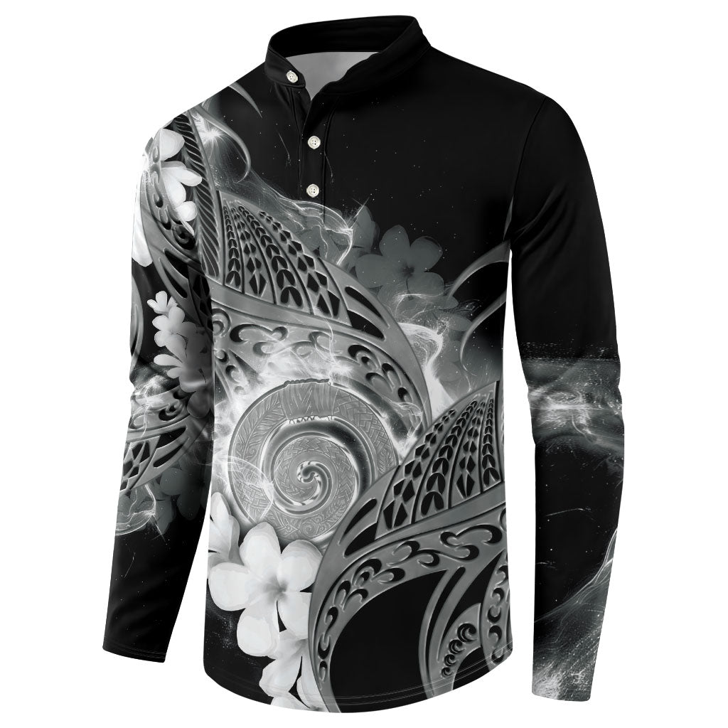 Piko Hawaiian Button Sweatshirt Monochrome Galaxy Spiral Plumeria Tribal Patterns DT05 - Polynesian Pride