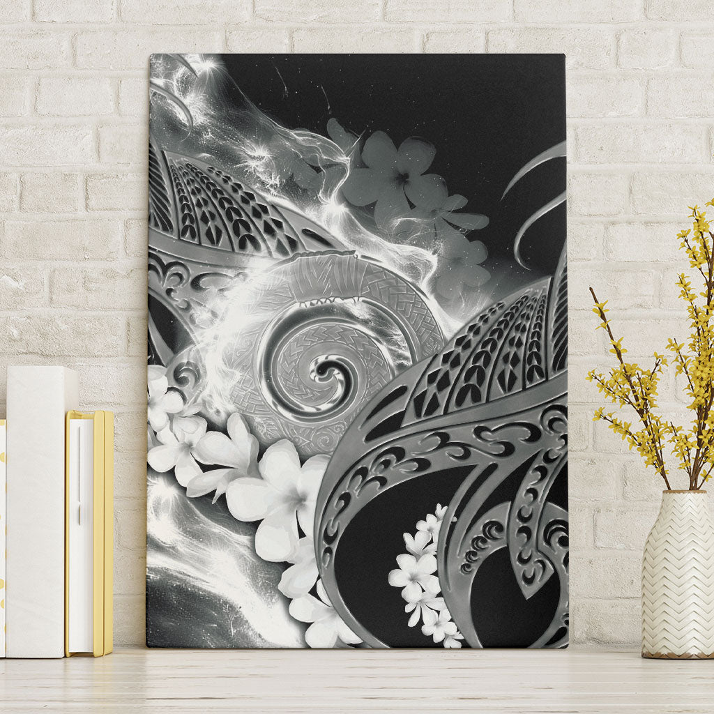 Piko Hawaiian Canvas Wall Art Monochrome Galaxy Spiral Plumeria Tribal Patterns DT05 Without Frame Black - Polynesian Pride