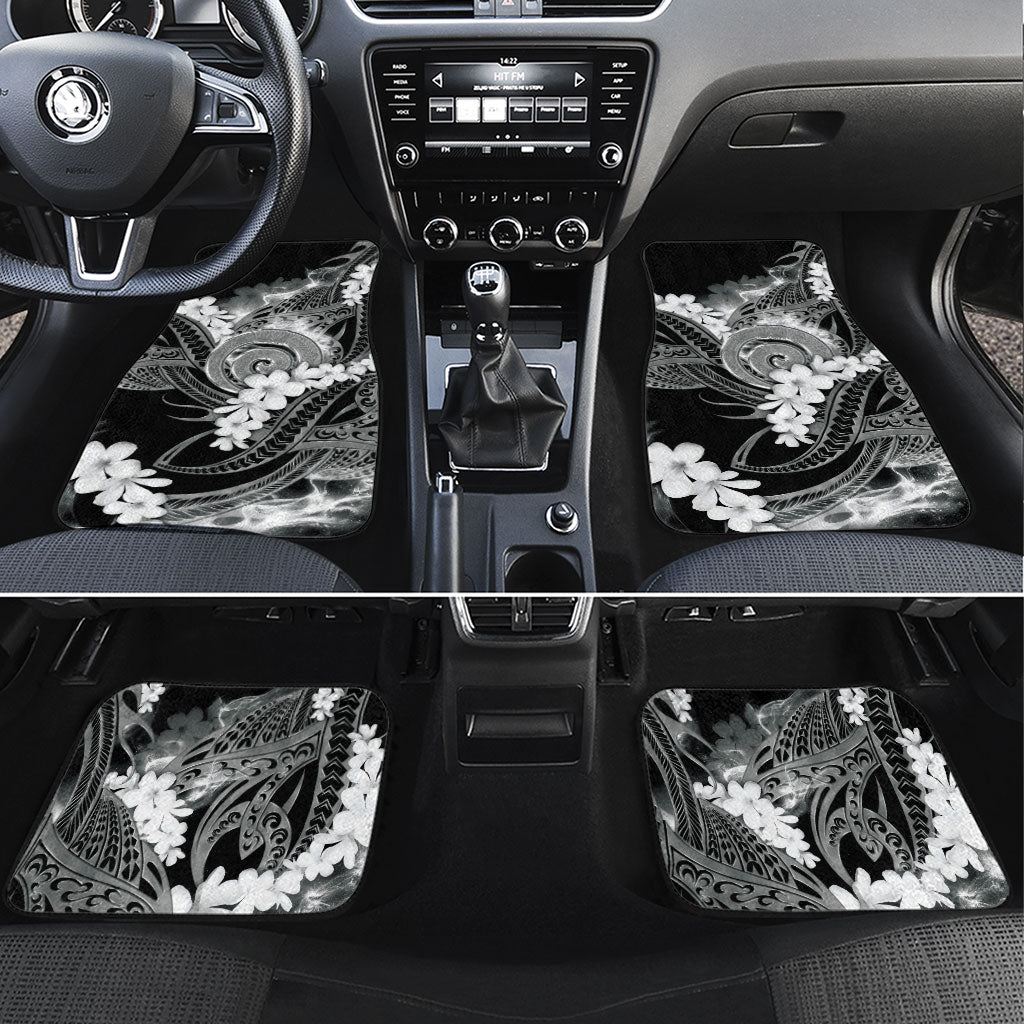 Piko Hawaiian Car Mats Monochrome Galaxy Spiral Plumeria Tribal Patterns DT05 Set 4pcs Black - Polynesian Pride