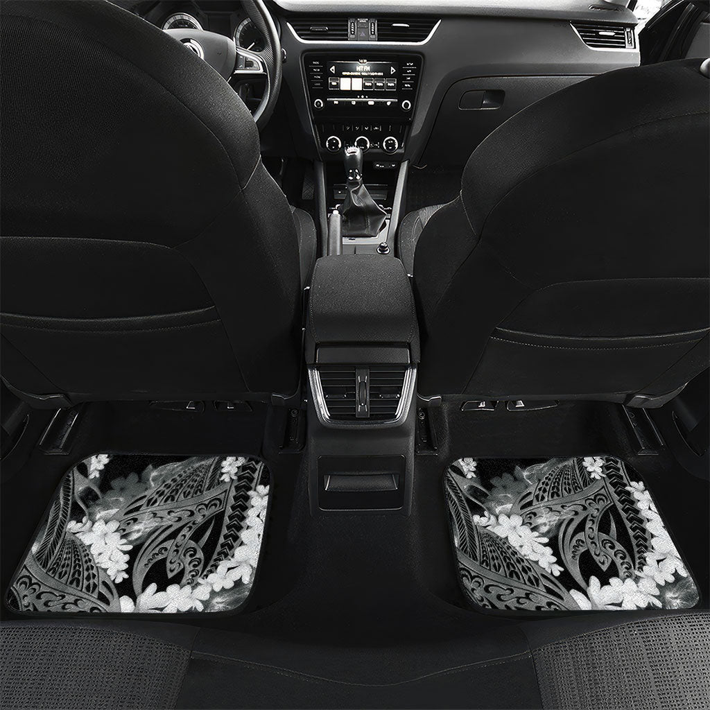Piko Hawaiian Car Mats Monochrome Galaxy Spiral Plumeria Tribal Patterns DT05 Set 2pcs - Back Black - Polynesian Pride