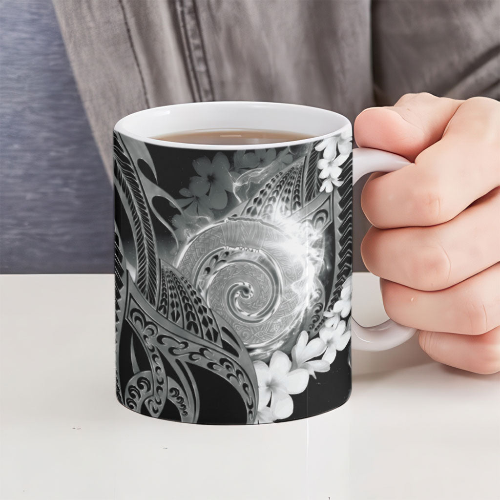 Piko Hawaiian Ceramic Mug Monochrome Galaxy Spiral Plumeria Tribal Patterns DT05 - Polynesian Pride