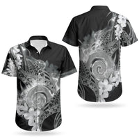 Piko Hawaiian Couples Matching Off Shoulder Maxi Dress and Hawaiian Shirt Monochrome Galaxy Spiral Plumeria Tribal Patterns DT05 - Polynesian Pride