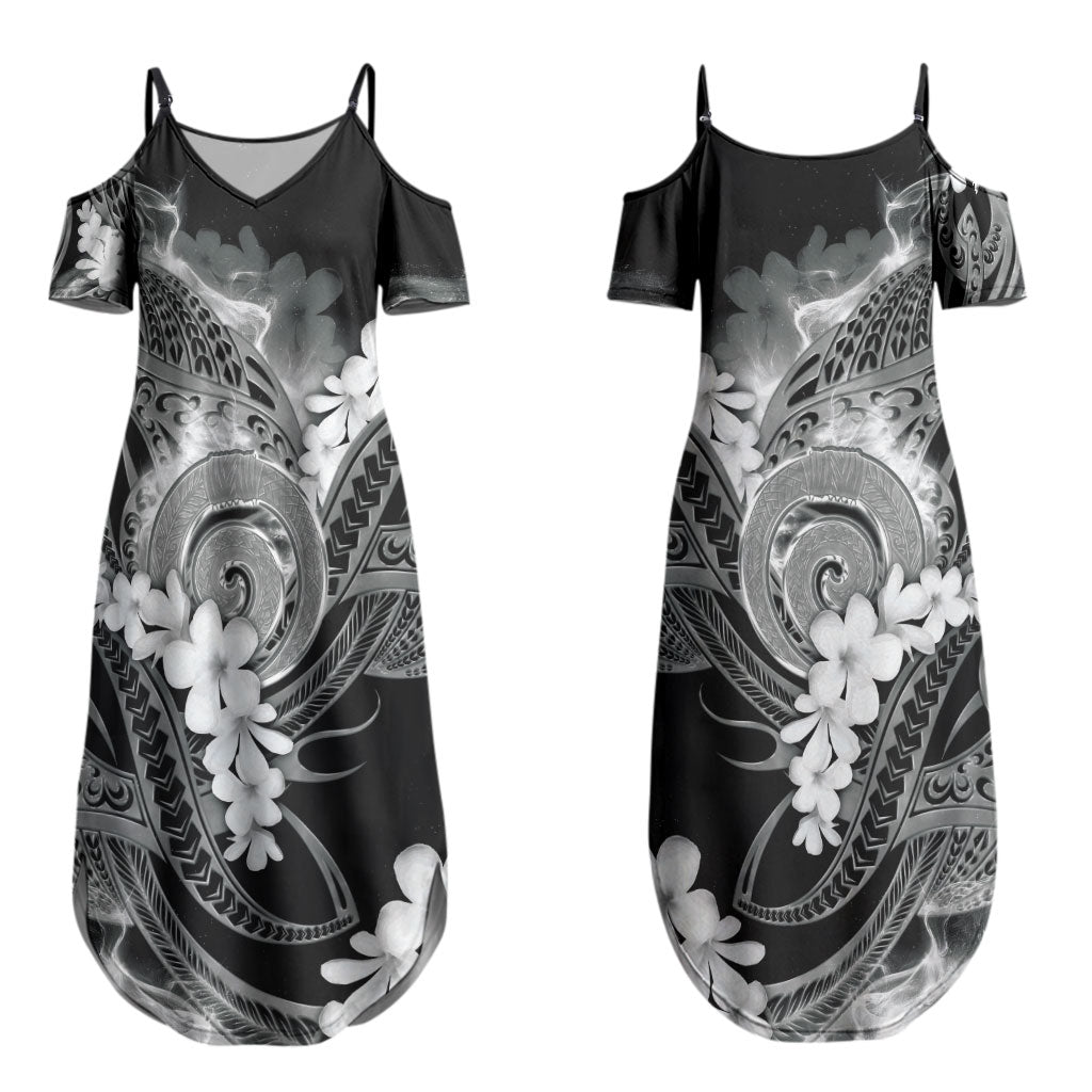 Piko Hawaiian Couples Matching Summer Maxi Dress and Hawaiian Shirt Monochrome Galaxy Spiral Plumeria Tribal Patterns DT05 - Polynesian Pride